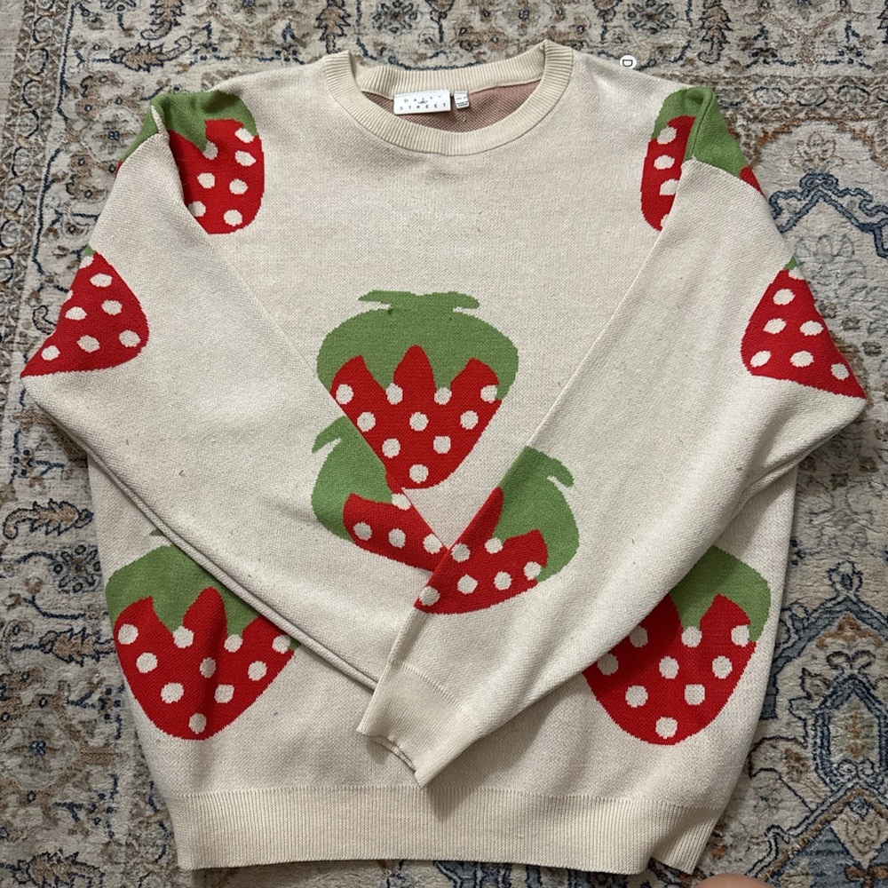 Daisy Street Strawberry Knit Sweater
